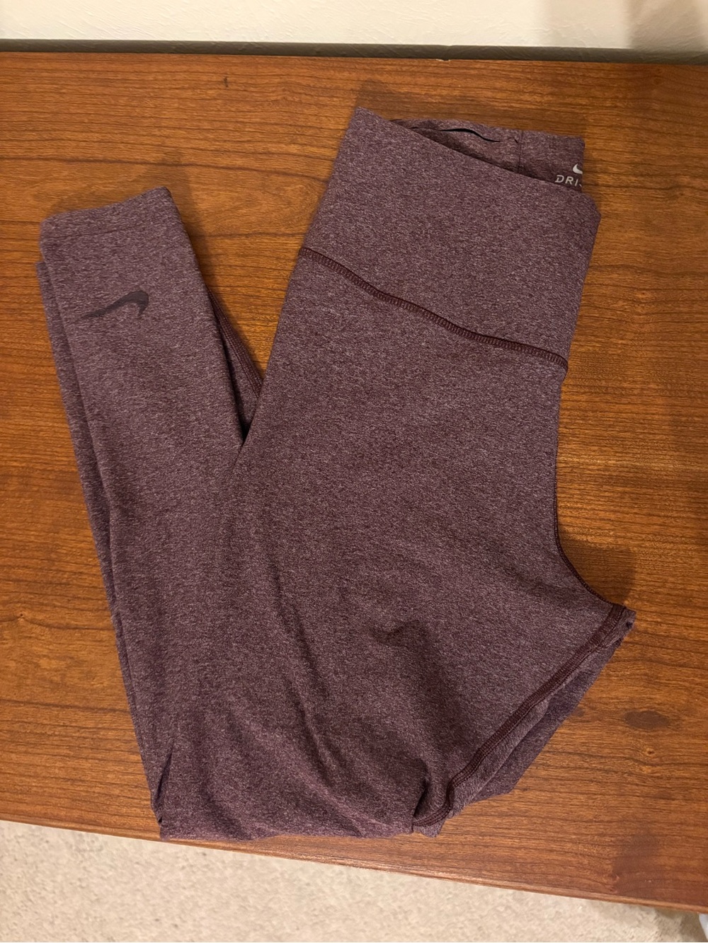 Nike DRI-FIT Plum Heather Leggings with Subtle Logo
